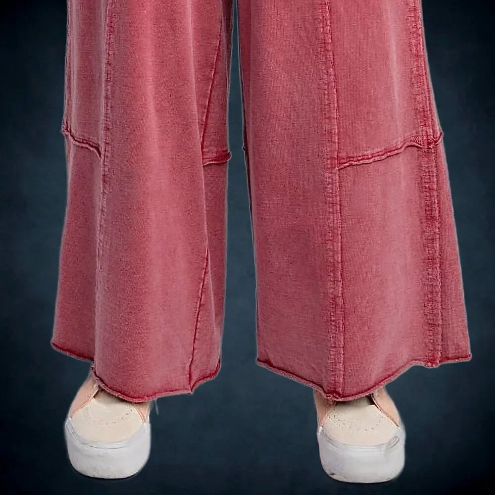 EASEL “Feeling Good Cargos” Mineral Washed Flared Leg, Raw Seams & Hems, Pockets - Picture 12 of 16